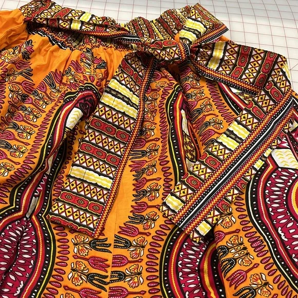 SB FASHION Dashiki African Ethnic Print Cotton Elastic Waist Self Tie Maxi M-O/S - Picture 9 of 16